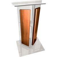 Amplivox SN354507 Clear Acrylic with Walnut Panel Lectern